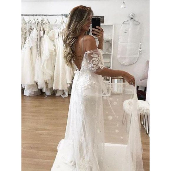 BHLDN Willowby Heartleaf Wedding Gown Ivory Size 2 and 14 NEW - Picture 7 of 13